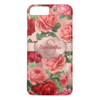 Chic Elegante Vintag rosa Rote Rosen Blumenname