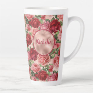 Chic Elegante Vintage Rosa Rote Rosen Floraler Nam Milchtasse