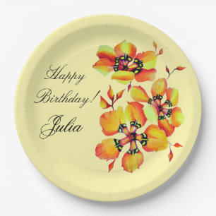 Chic Elegante Wasserfarben Frühlingsblumen Pappteller
