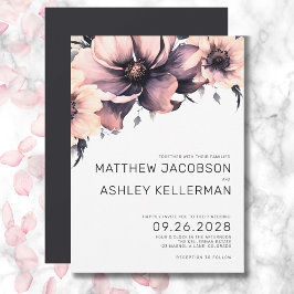 Chic Elegante Watercolor Rosa Blumenzwiebelhochzei Einladung