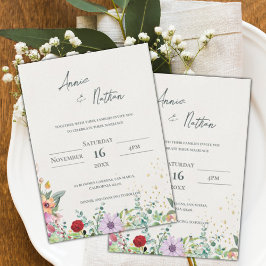 Chic Elegante Watercolor Wildblumen Blumenzehen Einladung