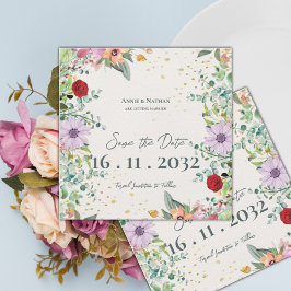 Chic Elegante Watercolor Wildblumen Blumenzehen Save The Date