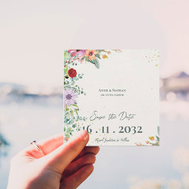 Chic Elegante Watercolor Wildblumen Blumenzehen Save The Date