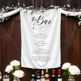 Chic Elegante Wedding Black & White Bar Menu Wandteppich
