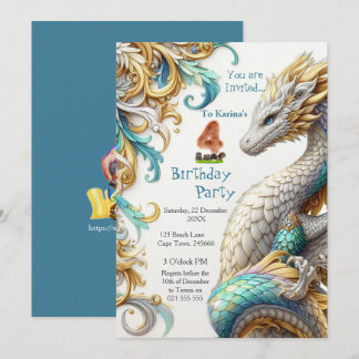 Chic Elegante Wirbel in Gold, Silver Playful Drago Einladung