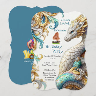 Chic Elegante Wirbel in Gold, Silver Playful Drago Einladung