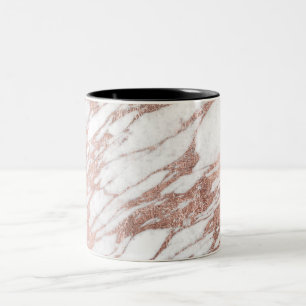 Chic-elegantes Weiß-und Rosen-Goldmarmor-Muster Zweifarbige Tasse