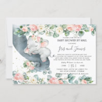 Chic Elephant Floral Virtual Baby Dusche von Mail