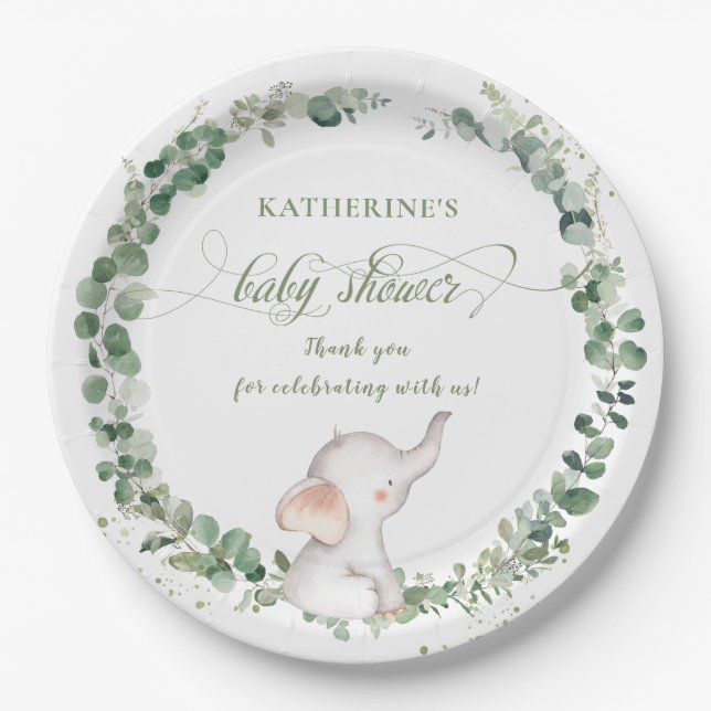 Chic Elephant Greenerity Gender Neutral Baby Dusch Pappteller (Vorderseite)