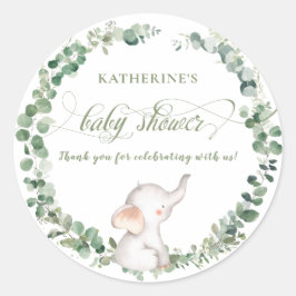 Chic Elephant Greenerity Gender Neutral Baby Dusch Runder Aufkleber