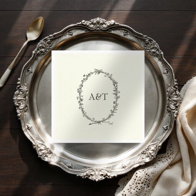 Chic Elfenbein Initials elegante Hochzeitsnapkins Serviette (Von Creator hochgeladen)