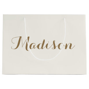 Chic Elfenbein minimalistisch monogramm großes Ge Große Geschenktüte