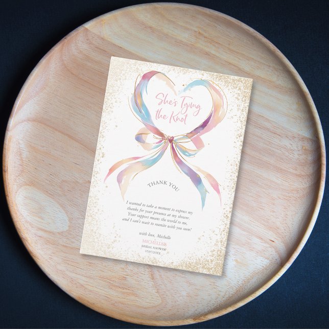 Chic Elle noue le noeud Merci de la bow rose (pastel color bow ribbon in the heart shape)