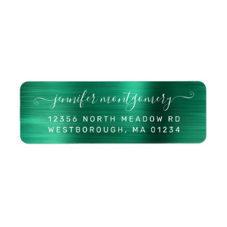 Chic Emerald Brushed Metal Rücksendeadresse