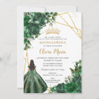 Chic Emerald Green Floral Princess Quinceañera