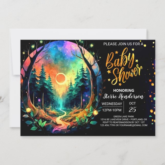 Chic Enchanted Adventure erwartet Baby Shower Einladung (Vorderseite)