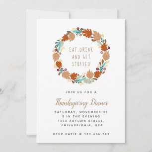 Chic Erntedank Dinner Fall Wreath Holiday Foto Einladung