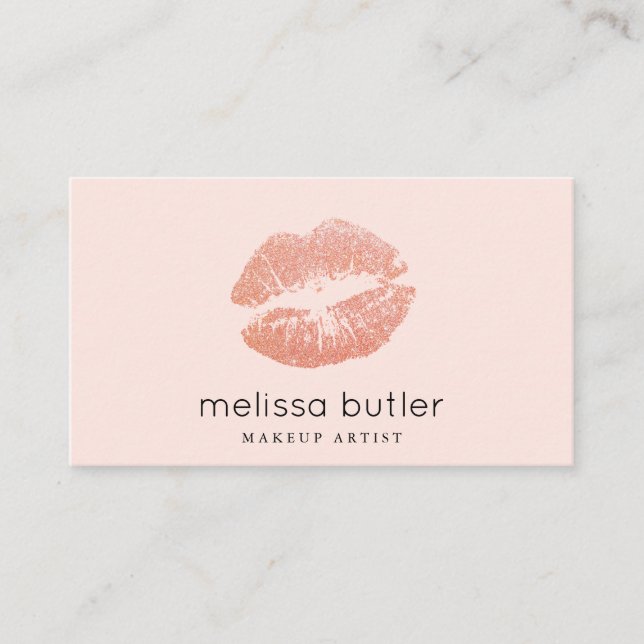Chic erröten rosa LippenMaskenbildner Visitenkarte (Vorderseite)