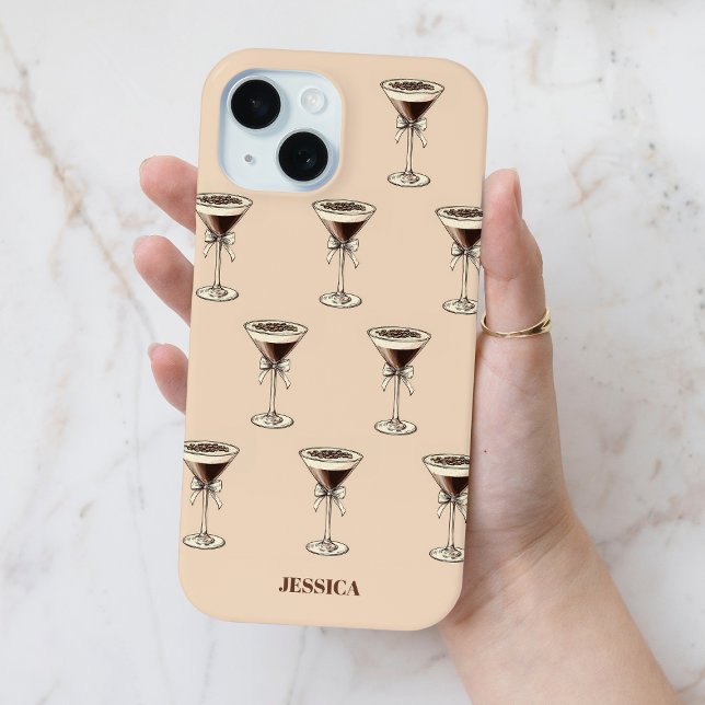 Chic Espresso Bow Muster Personalisiert Brown Case-Mate iPhone Hülle (Chic Espresso Bow Pattern Personalized Brown Case-Mate iPhone Case)