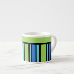 Chic Espresso Tasse, blaue, grüne Streifen Espressotasse