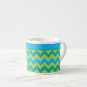 Chic Espresso Tasse, Türkis und Grüne Chevrons Espressotasse
