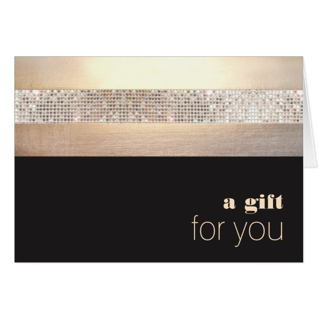 Chic et élégant Sequin Gold Black Carte cadeau (Devant Horizontal)