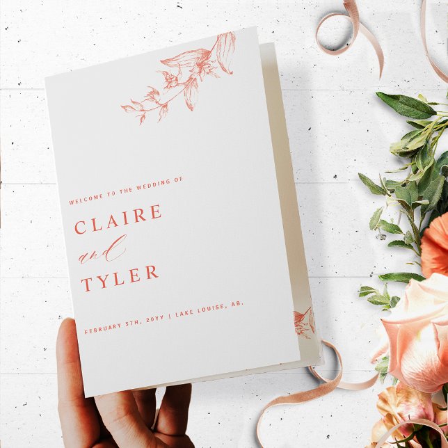 Chic et simple, Blush Peach Wedding Programme (Créateur téléchargé)