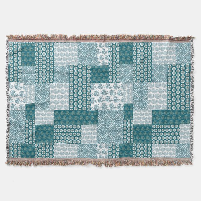 Chic Ethnic Imitats Patchwork Pattern, Aquamarin u Decke (Vorderseite)