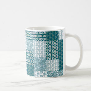 Chic Ethnic Imitats Patchwork Pattern, Aquamarin u Kaffeetasse