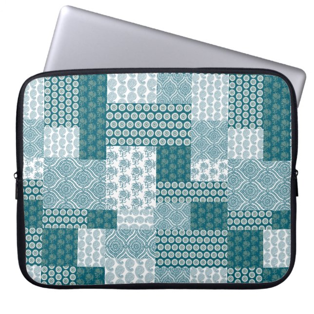 Chic Ethnic Imitats Patchwork Pattern, Aquamarin u Laptopschutzhülle (Vorderseite)
