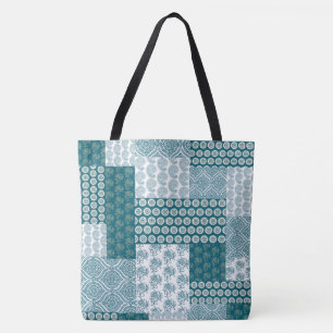 Chic Ethnic Imitats Patchwork Pattern, Aquamarin u Tasche