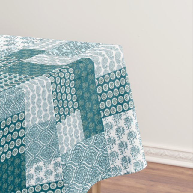 Chic Ethnic Imitats Patchwork Pattern, Aquamarin u Tischdecke (Beispiel)
