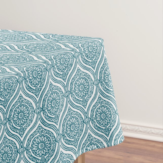 Chic Ethnic Ogee Muster Aquamarin Tischdecke (Beispiel)