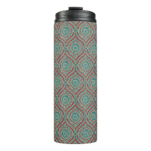 Chic Ethnic Ogee Muster in Maroon, Aquamarin und B Thermosbecher