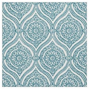 Chic ethnisches Ogee Muster in aquamarinem auf Stoff