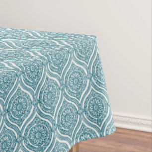 Chic ethnisches Ogee Muster in aquamarinem auf Tischdecke