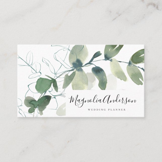 Chic Eucalyptus Blätter Business Card Visitenkarte (Vorderseite)