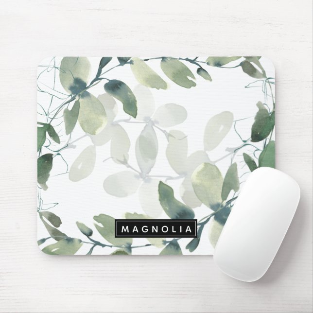 Chic Eucalyptus Monogram Mousepad (Mit Mouse)