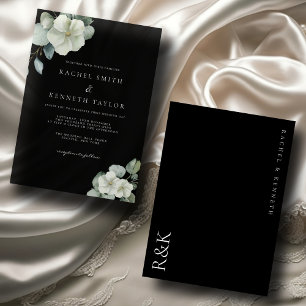 Chic Eukalyptus Black & White Minimalistisch Weddi Einladung