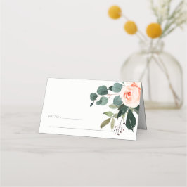 Chic Eukalyptus Blush Rose Rosa Blumenzehen Platzkarte