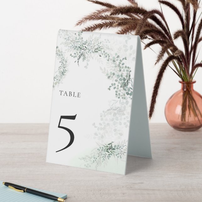 Chic Eukalyptus Botanical Sage Wedding Table Numbe Tischaufsteller (In Situ (Tisch))