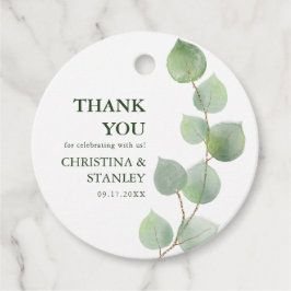Chic Eukalyptus Greenery & Gold Vielen Dank Geschenkanhänger