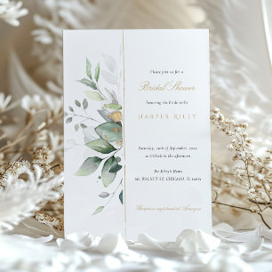 Chic Eukalyptus und Gold Bridal Dusche Einladung