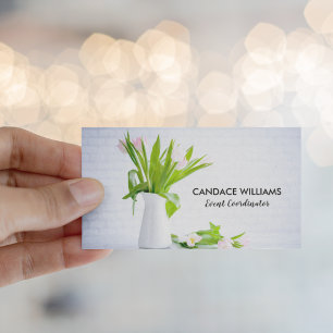 Chic Event Coordinator Party Planning Blume White Visitenkarte