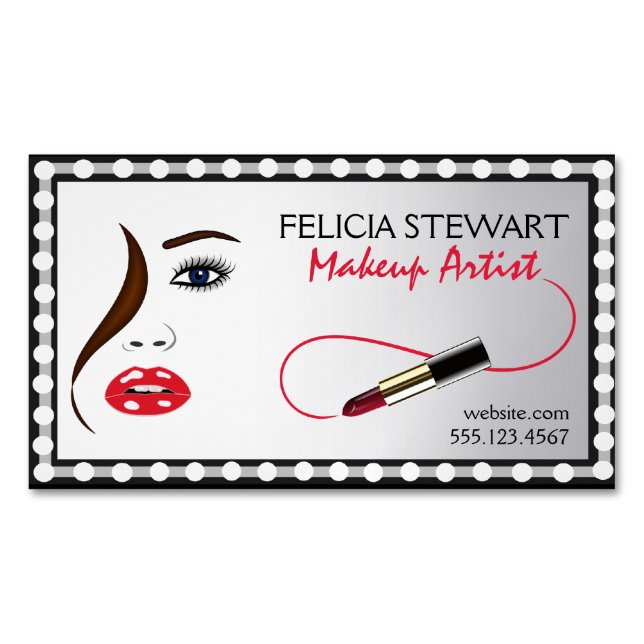 Chic Face in Mirror Makeup Artist Cosmetologe Magnetische Visitenkarte (Vorderseite)