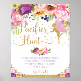Chic Fairy Lila Pink Floral Schnuller Jagd Spiel Poster