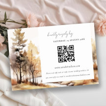 Chic Fall Autumn Landscape Wedding QR Code RSVP
