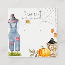 Chic Fall Autumn Pumpkin Scarecrow Earring Display