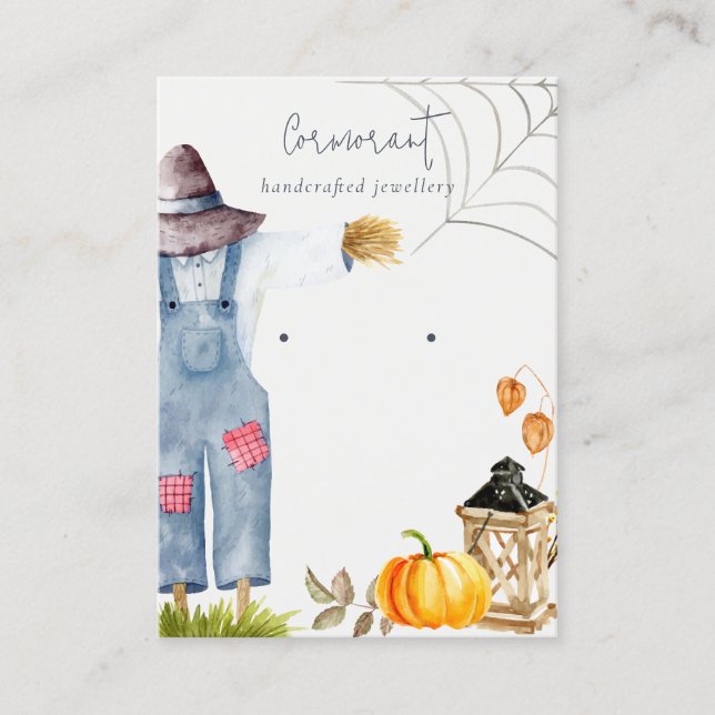Chic Fall Autumn Pumpkin Scarecrow Earring Display Visitenkarte (Vorderseite)