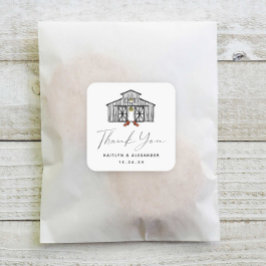 Chic Fall Barn Danke Hochzeit Quadratischer Aufkleber